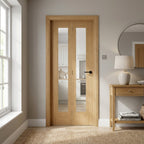 Bi-fold Internal Oak Door Unfinished with 1 Light Clear Glass Pattern 10
