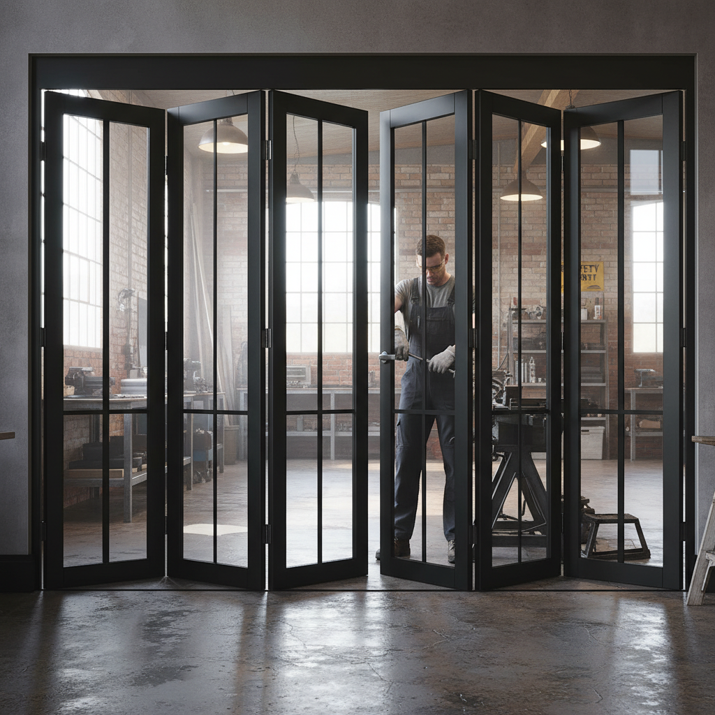 Premium Industrial Style Folding Doors with Slim-Profile Frames and Large Glass Panels - Available in Multiple Configurations
