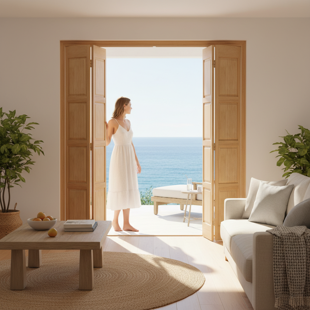 Premium 5 Leaf Bi-Folding Room Divider Set with Slim Line Design and High-Quality Hardware Options