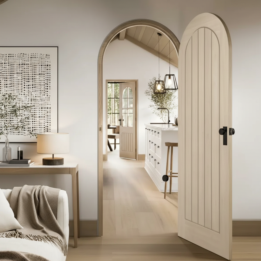Premium Arched Internal Door in Blonde Oak with Engineered Construction and Eco-Friendly Timber