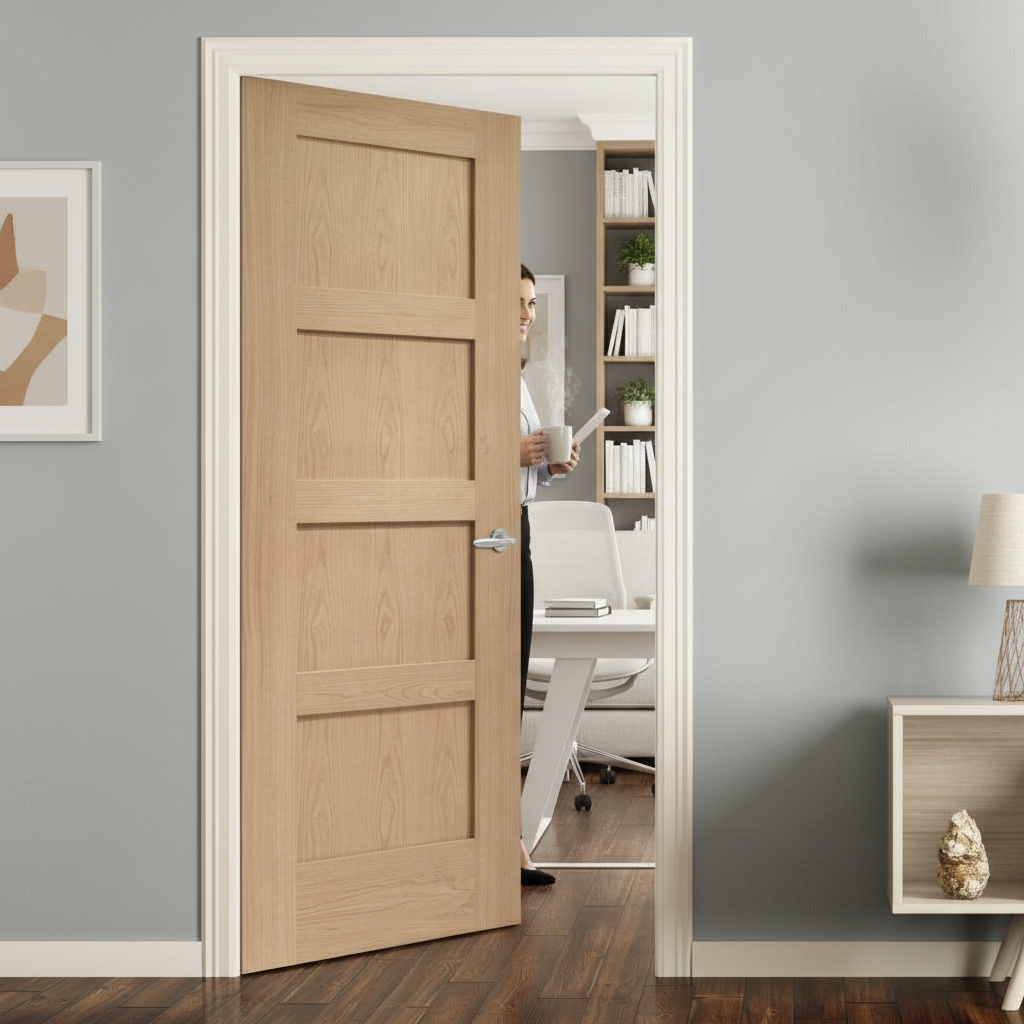 Premium Custom Made Shaker Door with A-Grade Oak Veneer and Engineered Construction for Strength and Stability