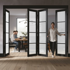 Premium Industrial Style Folding Doors with Reeded Glass - Versatile 5 Door Room Divider Available in Various Sizes