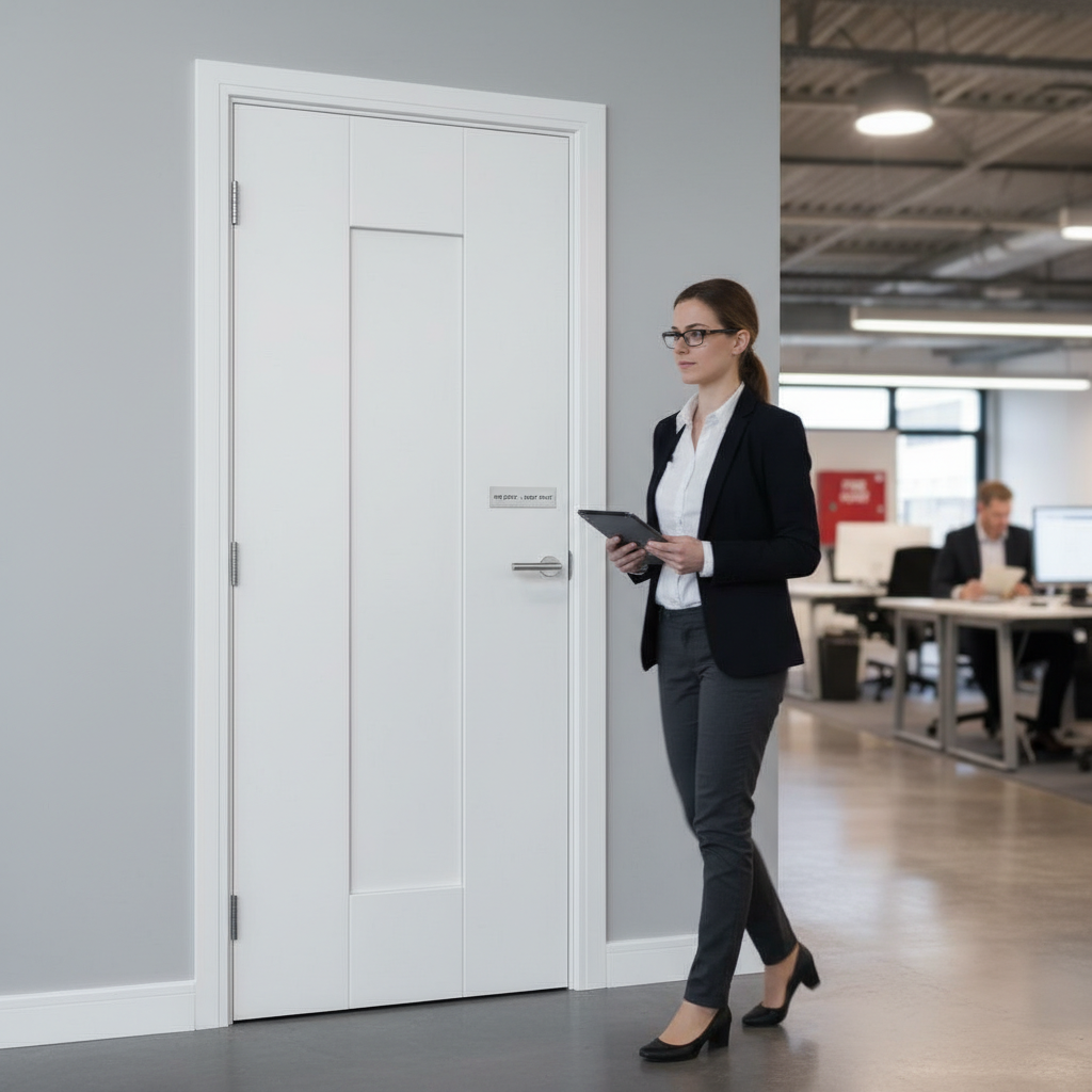 Premium Contemporary White Internal Fire Door with Solid Core and MDF Faced Construction - FD30 Fire Rated