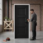 Premium Fully Finished Internal Black Door with 3 Panels - Ready to Hang with Trimmable Design