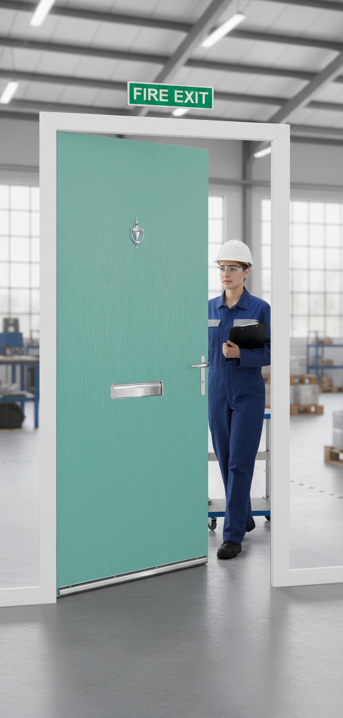 Premium Modern Flush External Fire Door Set with 30 Minute Fire Resistance, Secure Locking System, and Multiple Color Options