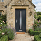 Anthracite Pre-Hung Composite Front Door Set with Satin Obscure Glass