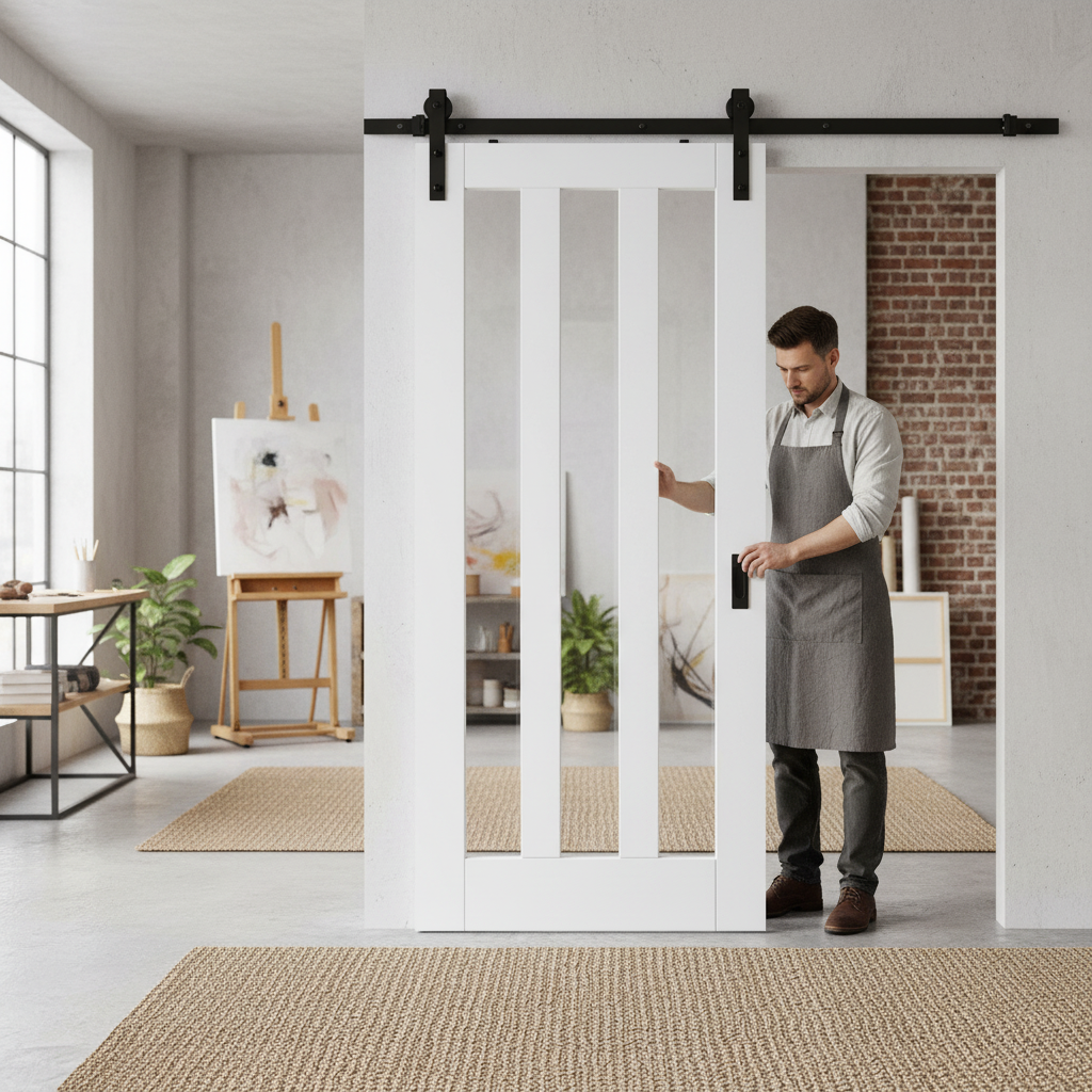 Premium Internal Primed Sliding Door Set with 3 Clear Glass Panes for Modern Interiors