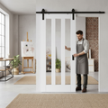 Premium Internal Primed Sliding Door Set with 3 Clear Glass Panes for Modern Interiors