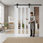Premium Internal Primed Sliding Door Set with 3 Clear Glass Panes for Modern Interiors