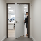 Premium White Primed Fire Door with 30 Minutes Fire Rating and Grooved Panel Effect