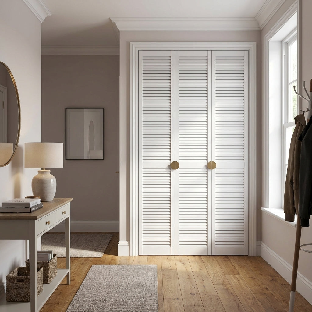 Louvre Door 28mm Thick, White Painted with Open 5mm Gap
