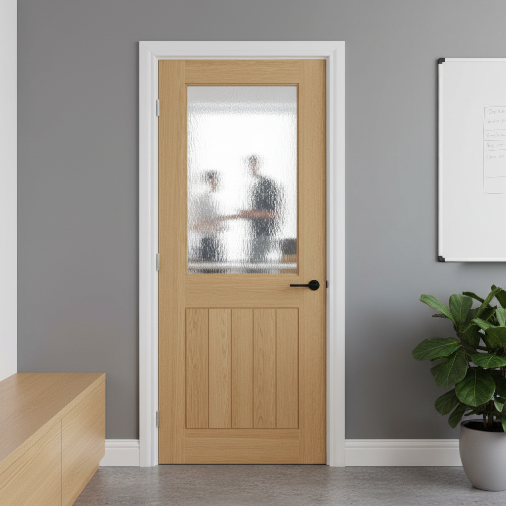 Premium Internal Engineered Oak Glazed Door with Clear Tempered Glass and Solid Core for Enhanced Stability and Performance