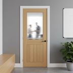 Premium Internal Engineered Oak Glazed Door with Clear Tempered Glass and Solid Core for Enhanced Stability and Performance