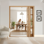 Premium 3 Leaf Oak Shaker Bi-Folding Door Set with Clear Glaze - Elegant Room Divider for Space Optimization