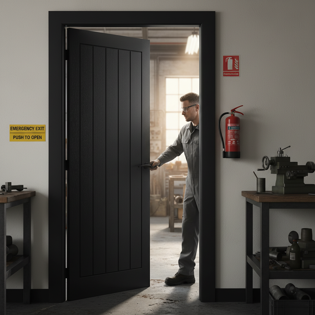 Premium Cottage Black Fire Door - Stylish, Grained Appearance with 30 Minutes Fire Rating and Semi-Solid Core