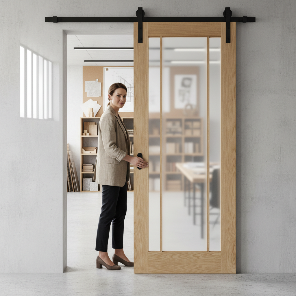 Premium Face Mounted Sliding Door Set with Frosted Glazed Finish - Suitable for Doors Up to 100kg, Available in 2m or 3m Lengths