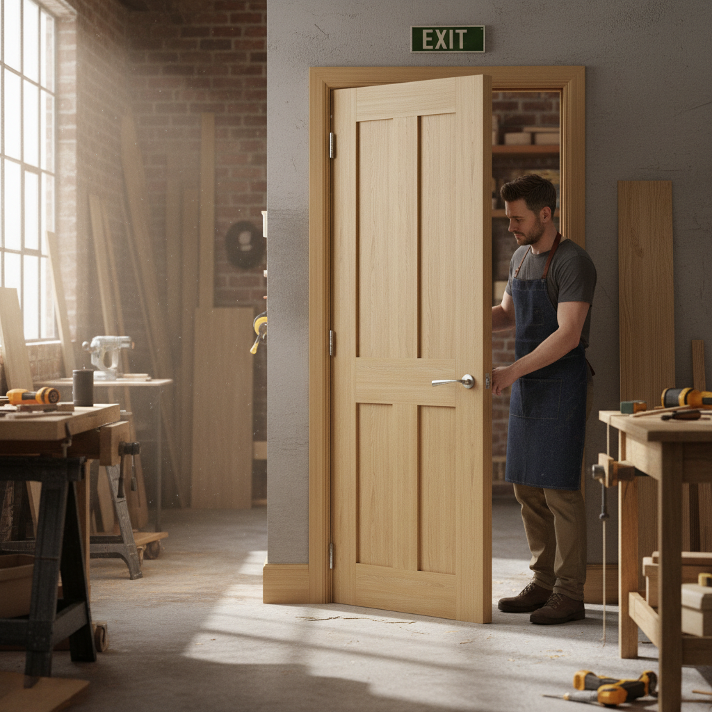 Premium Shaker Style Oak Internal Door with Solid Core and Custom Size Options for Elegant Home D?or