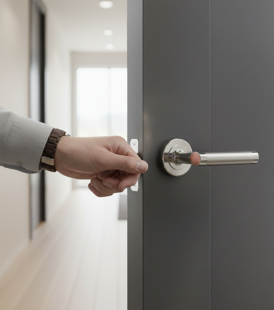 Premium Dual Finish Door Lever with Screw on Round Rose - High-Performance Hardware for Enhanced Security