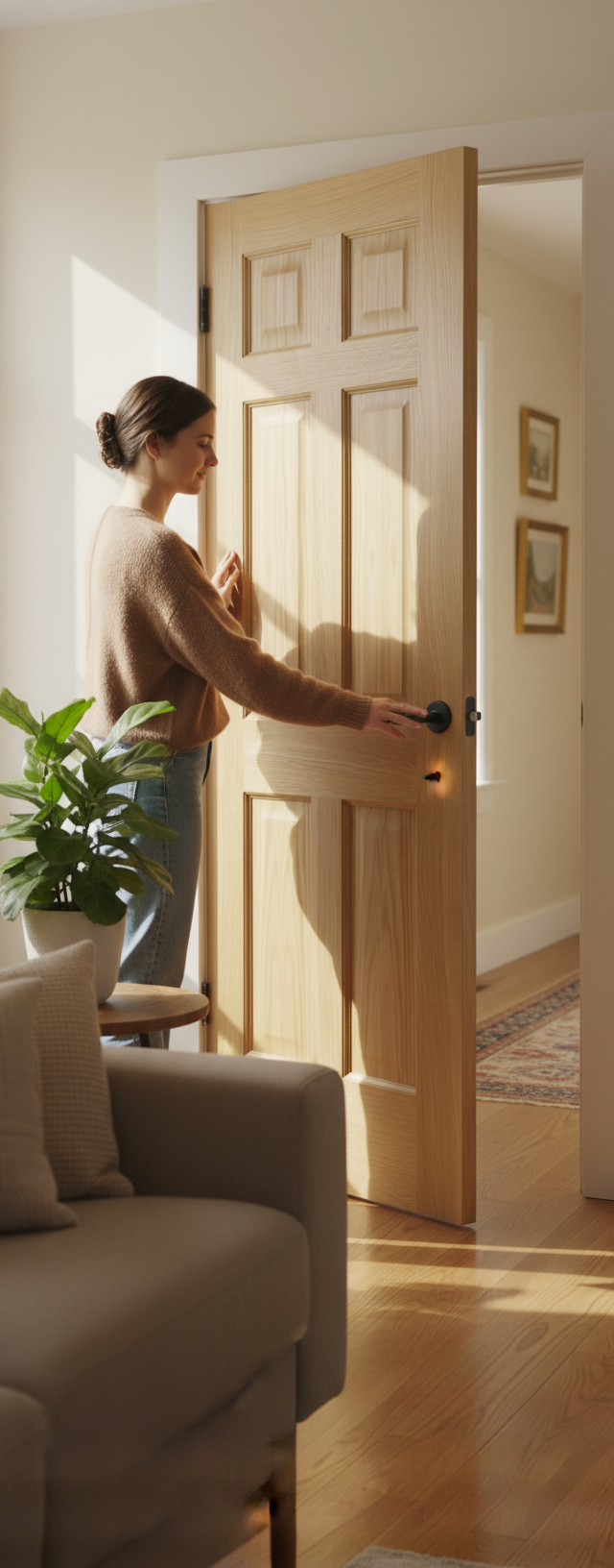 Premium 6 Panel Internal Door with Engineered Construction and Real Oak Veneer Finish