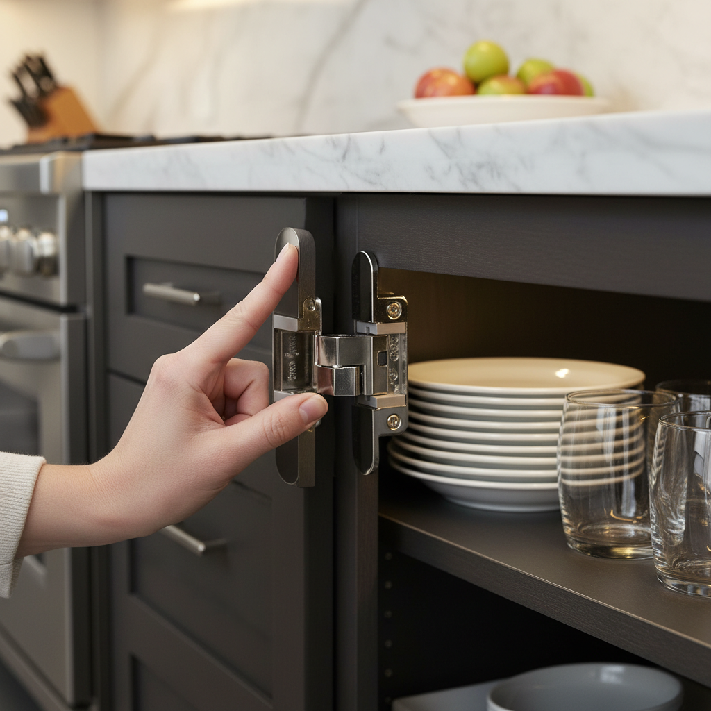 Premium Concealed Hinge with Polished Nickel Finish - 115mm Height, 23mm Width, and 27mm Thickness for Enhanced Door Aesthetics