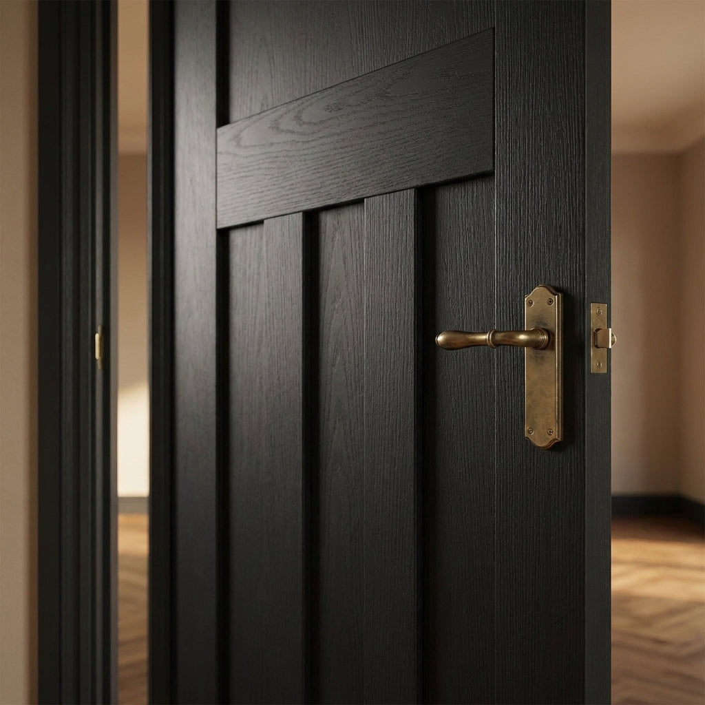 Black Internal Made-to-Measure Fully Finished Oak Door - detail view