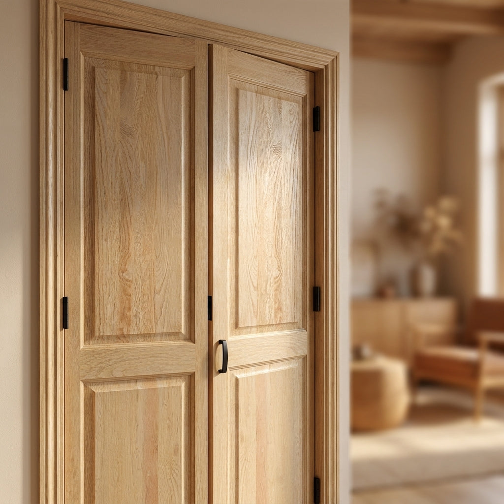 Internal Bi-Fold Door Clear Pine Unfinished 4 Panel Malton Design - detail view