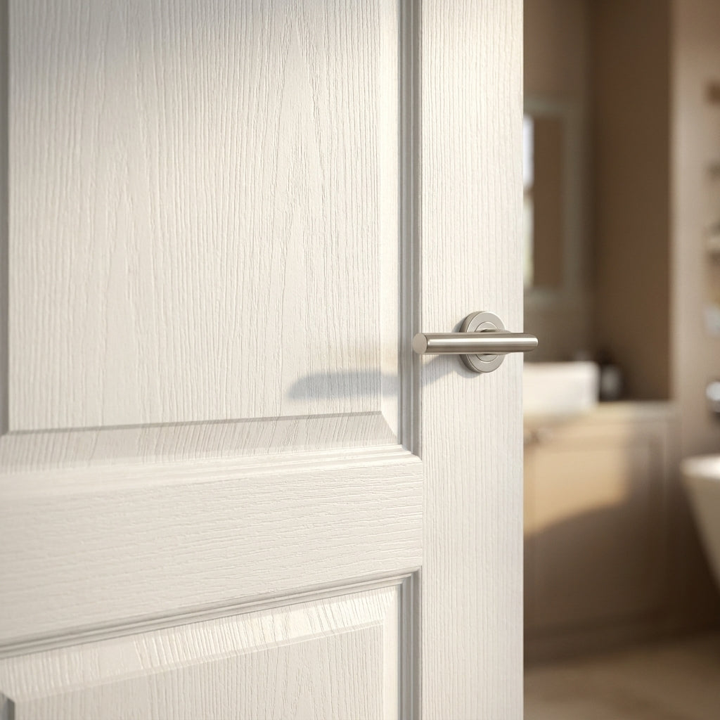 FD30 Fire Door, White Internal, 2 Panel Classique Design, Moulded Textured - detail view