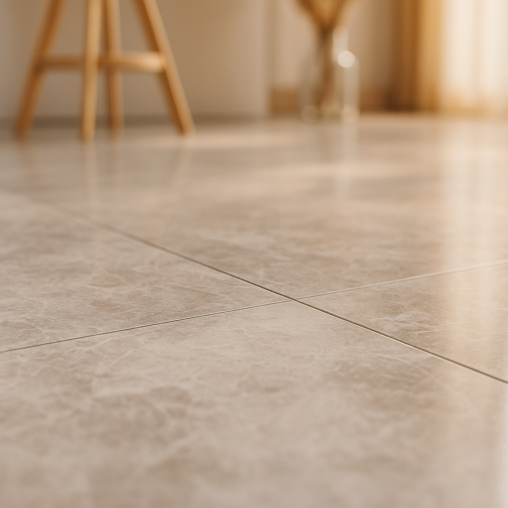 High Gloss Laminate Flooring in Agios Cinzento - 8mm Stone Finish - detail view
