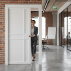 Premium White Industrial Style Pocket Doorset with Galvanised Steel Frame and Adjustable Features for Modern Spaces