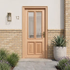 External Hardwood Door Unfinished with Raised Mouldings and Clear Glass