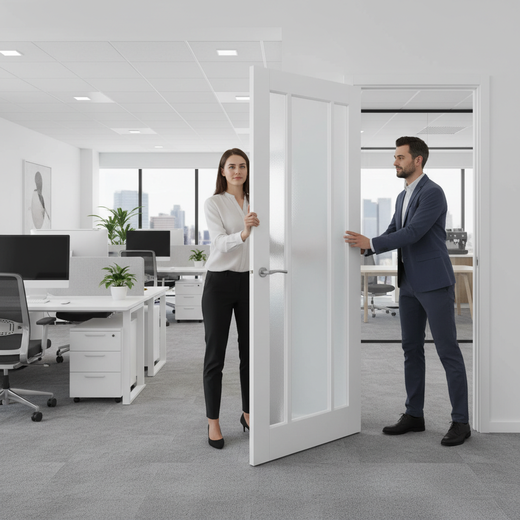 Premium Glazed Fire Door with 3 Light Design and Clear Tempered Safety Glass, 30 Minute Fire Rated