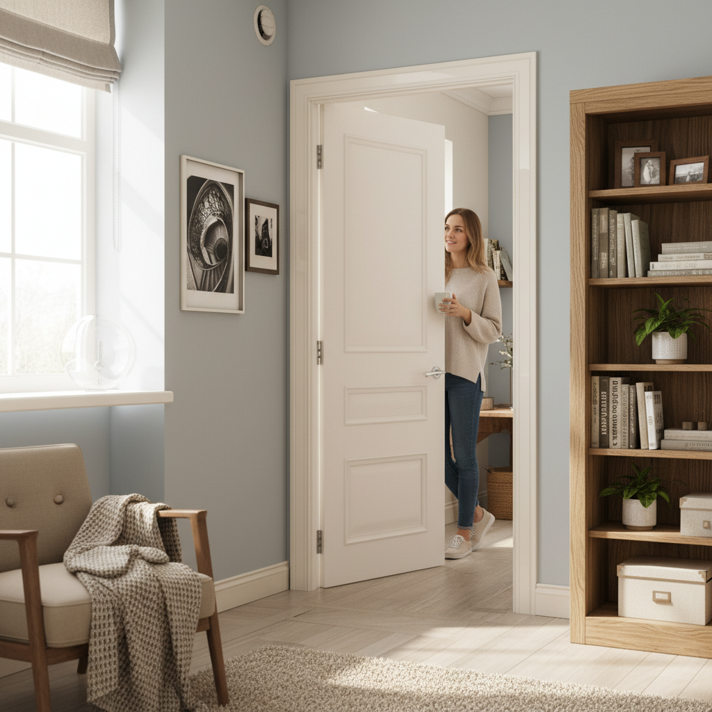 Premium White Primed Internal Door with Solid Core, Fire Option, and Custom Sizes for Industrial and Modern Interiors