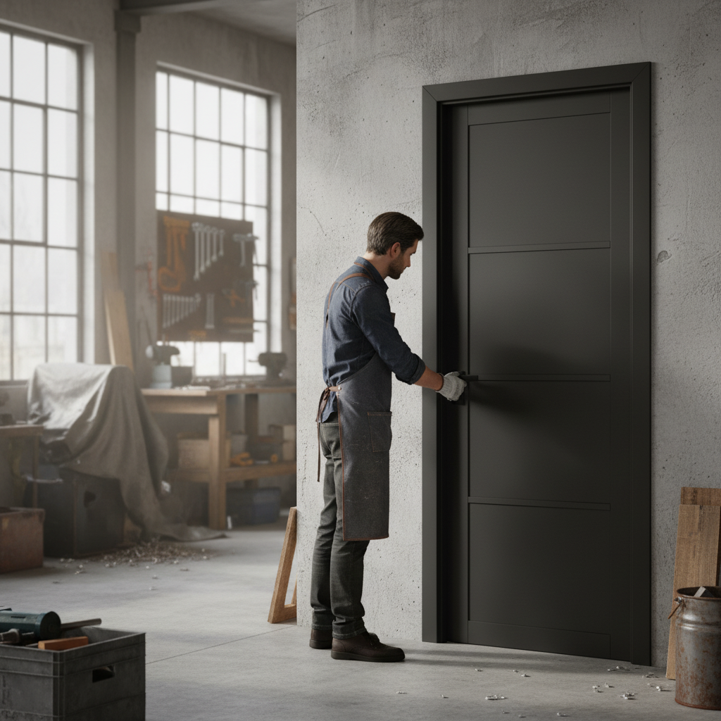 Premium Internal Fully Finished Industrial Studio Door with 4 Panels for Modern Interiors