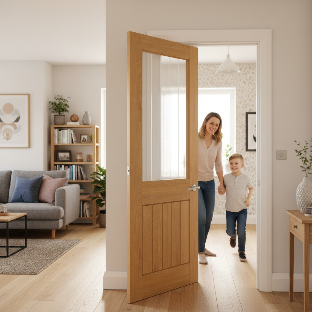 Premium Fully Finished Glazed Oak Door with Toughened Glass, Solid Core and Bespoke Sizes Available