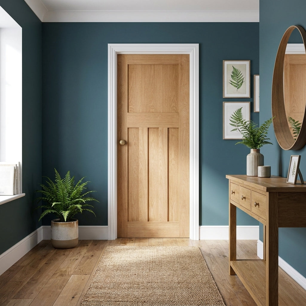 Internal Oak Door Unfinished 1930's 4 Panel Design Solid Engineered Core
