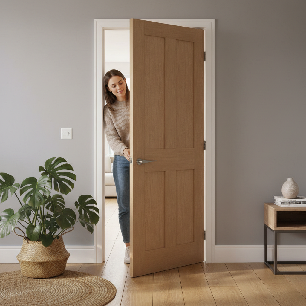 Premium Internal Unfinished Oak Door with Engineered Construction and Solid Core Design for Strength and Stability