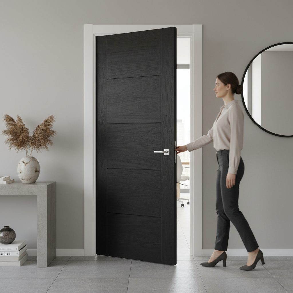 Premium Fully Finished Oak Interior Door - Modern Parma Design, Ready to Hang - High-Quality Professional Grade for Industrial and Commercial Appli...
