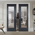 Premium Clear Glazed Double Pocket Door Set ·Space-Saving Design with Galvanised Steel Frame and Adjustable Jambs