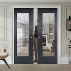 Premium Clear Glazed Double Pocket Door Set ·Space-Saving Design with Galvanised Steel Frame and Adjustable Jambs