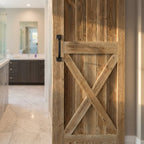 Internal Pine Sliding Barn Door, Carbonised, 1 Panel X Brace, Unfinished - detail view