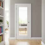 Premium Internal White Primed Door with One Panel Design and Obscure Tempered Glass