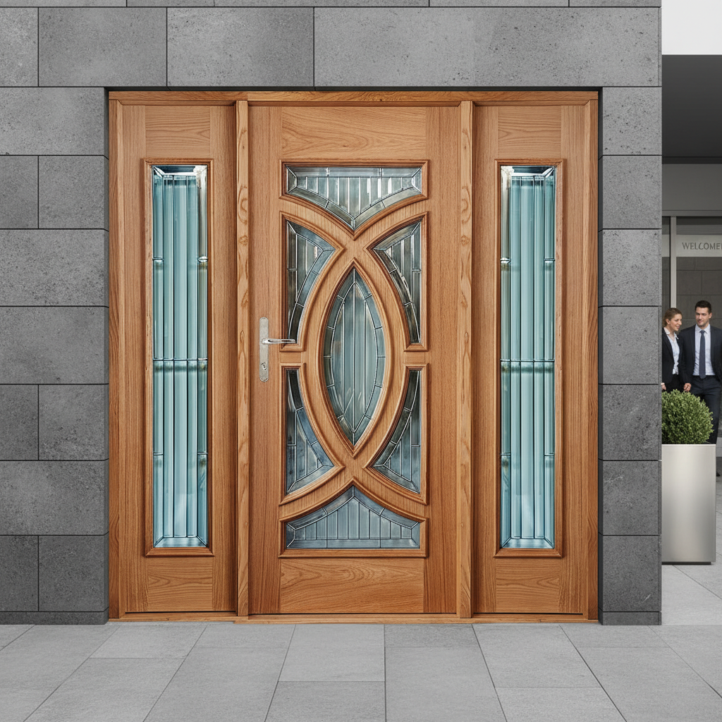 Premium Oak Grand Entrance Doors with Triple Glazing, Solid Lippings, and Flat-Pack Frame for Elegant Entryways
