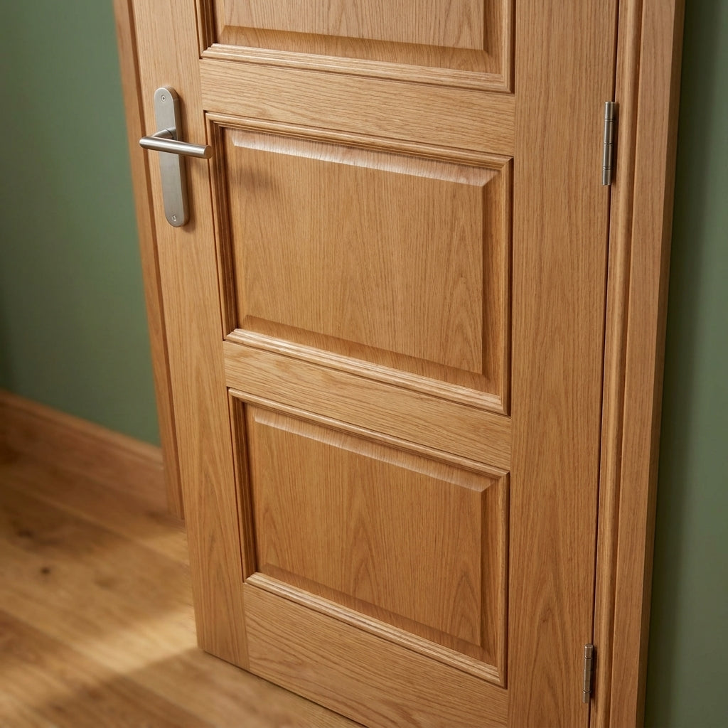 FD30 Fire Door Internal Oak Unfinished Shaker Made to Measure - detail view