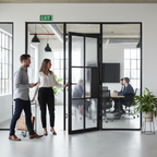 Premium Black Reeded Glazed Internal Door with Contemporary Design and Safety Glass