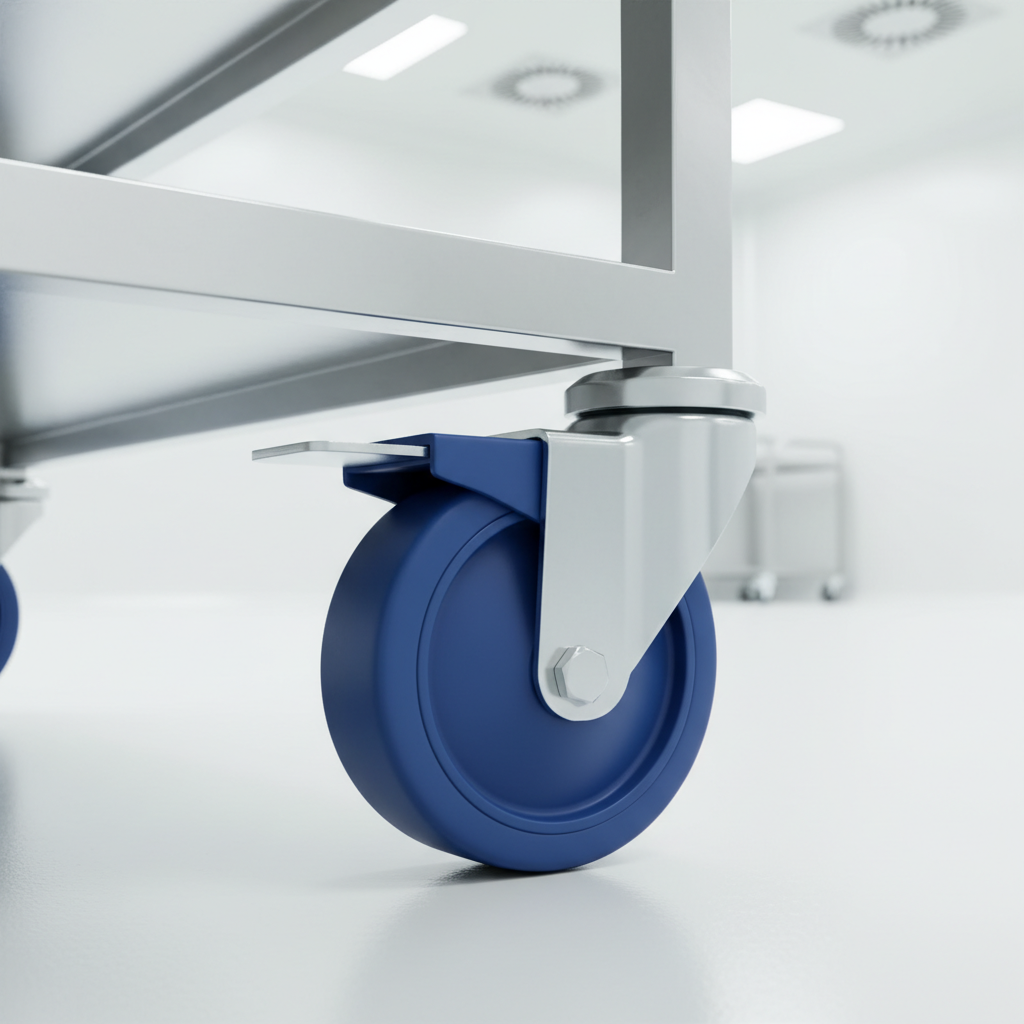 Lavender Blue Polyamide Rubber Wheel Castors - Industrial Top Plate 100mm to 125mm