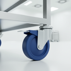 Lavender Blue Polyamide Rubber Wheel Castors - Industrial Top Plate 100mm to 125mm