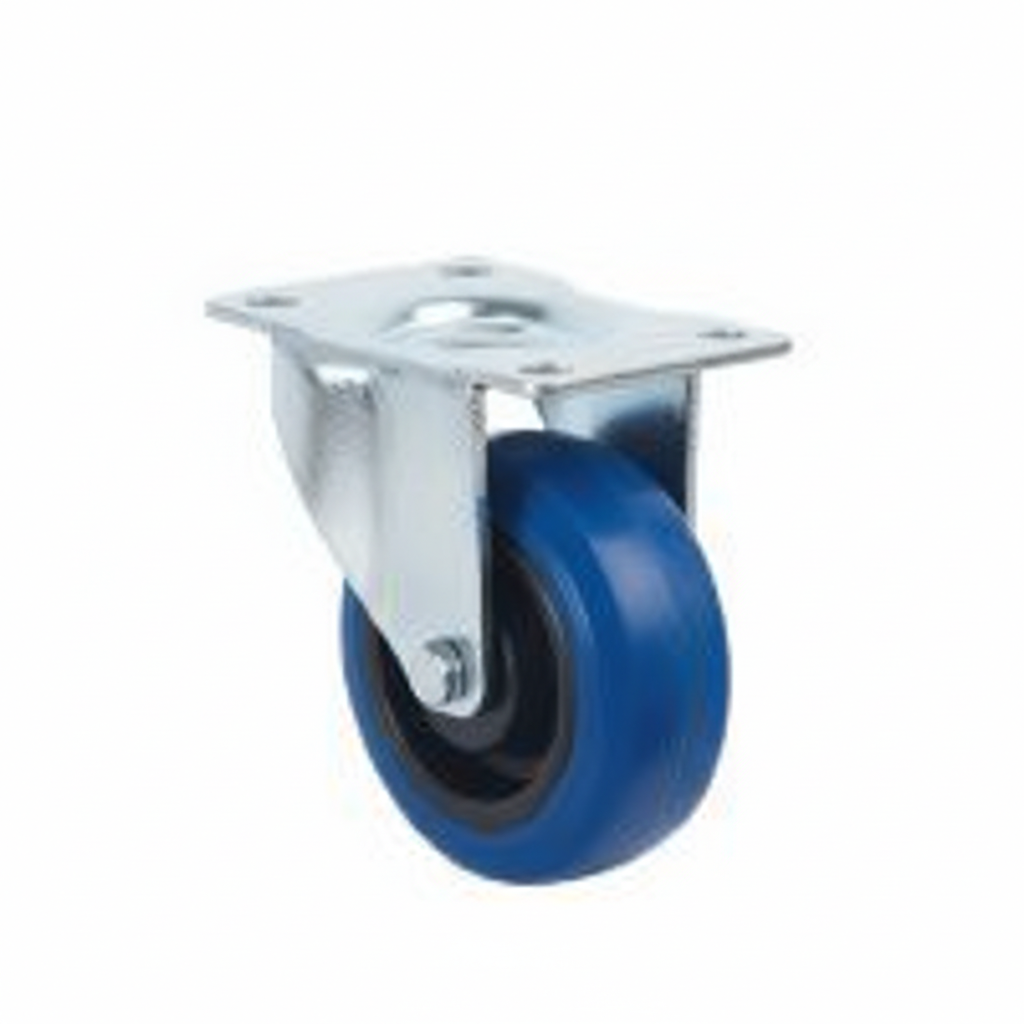 White Smoke Blue Polyamide Rubber Wheel Castors - Industrial Top Plate 100mm to 125mm