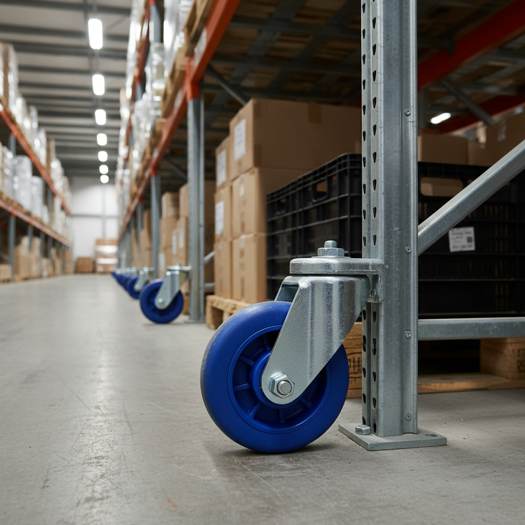 Black Blue Polyamide Rubber Wheel Castors - Industrial Top Plate 100mm to 125mm
