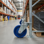Dark Gray Blue Polyamide Rubber Wheel Castors - Industrial Top Plate 100mm to 125mm