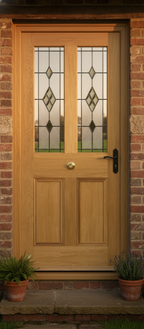 Premium Flat Panel Door with Real Oak Lipping and Engineered Construction - Customizable Smoked Glass Pack Option